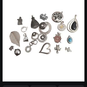 Silver and Black Charm Set For Necklaces